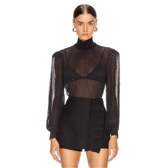 Retrofete Tops - Retrofete Black Silk Danika Top